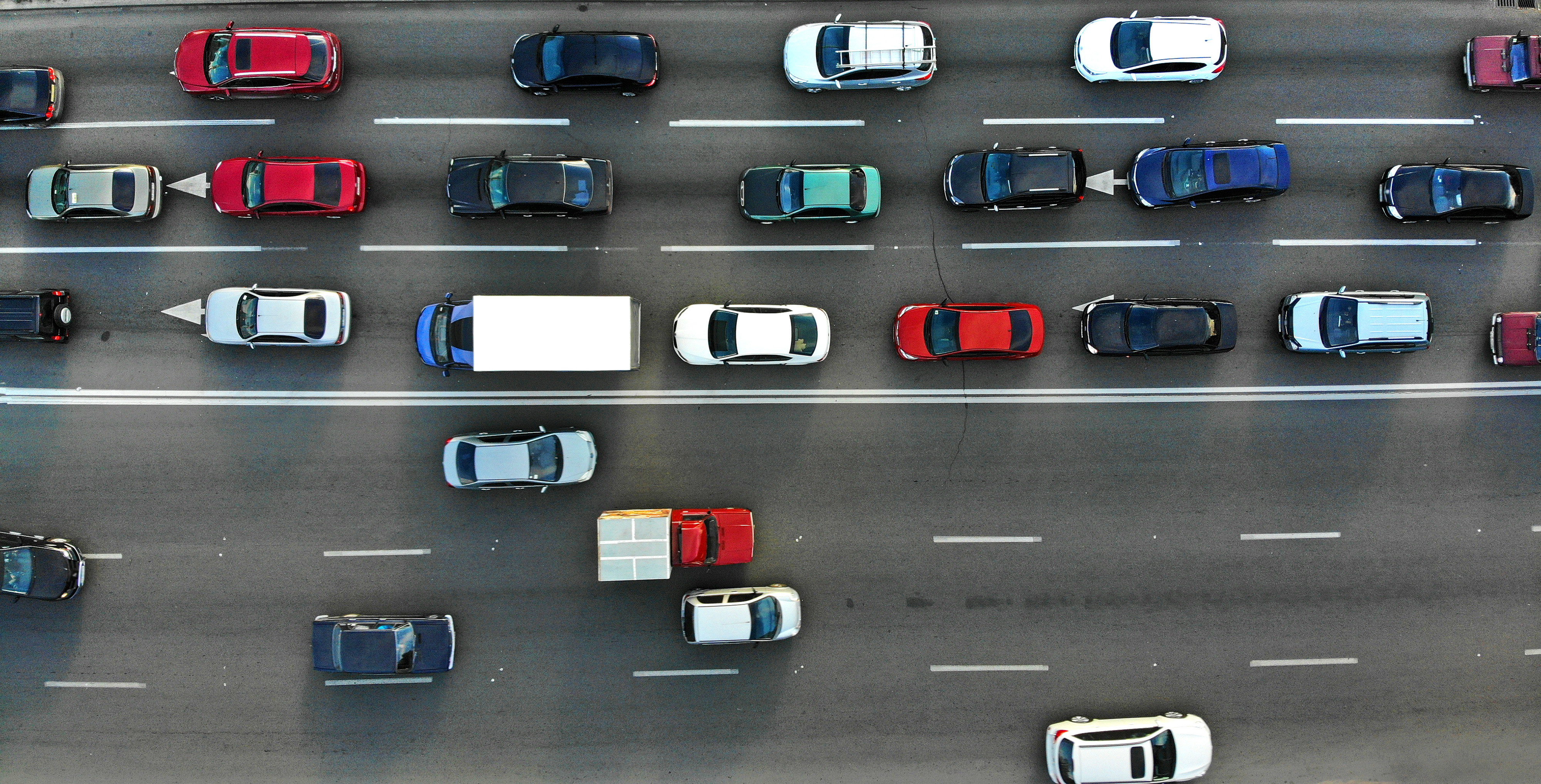 overhead shot of highway