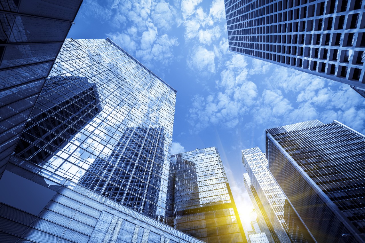 Commercial buildings in Hongkong are low angle, China,